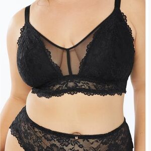 Savage X Fenty Floral Lace Mesh Bralette black caviar 3X